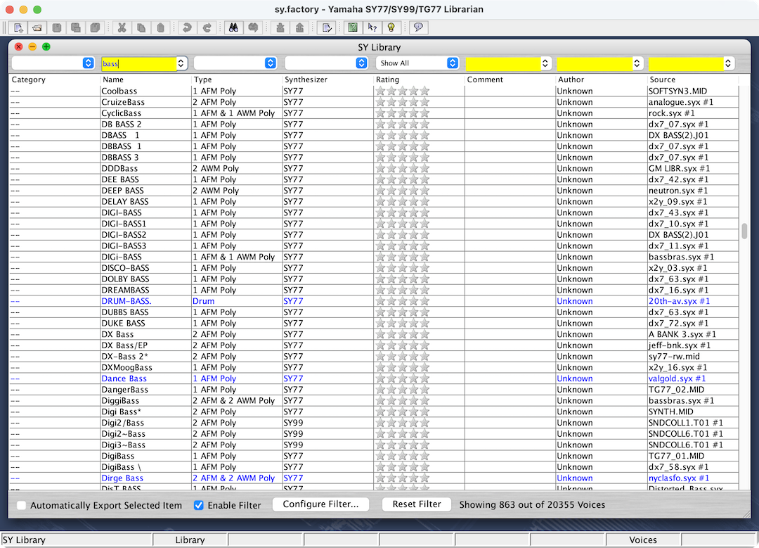 Screenshot of sy.factory library view on MacOS.